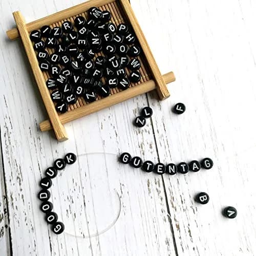 Looconi Black Round Acrylic Alphabet Letter Beads 1400pcs (7mm x 4mm) | DIY Jewelry Making Supplies thumbnail 5