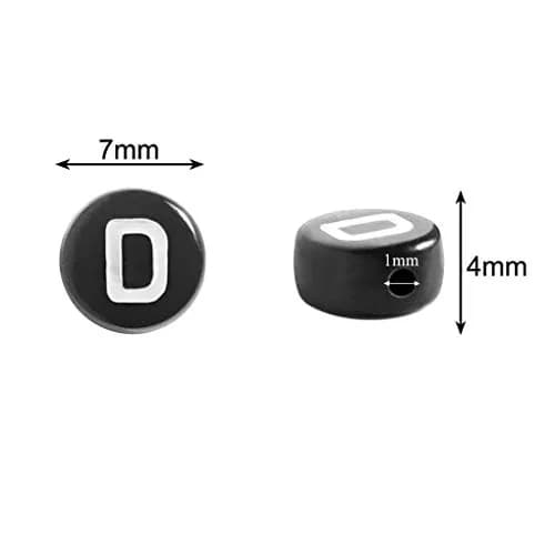 Looconi Black Round Acrylic Alphabet Letter Beads 1400pcs (7mm x 4mm) | DIY Jewelry Making Supplies thumbnail 2