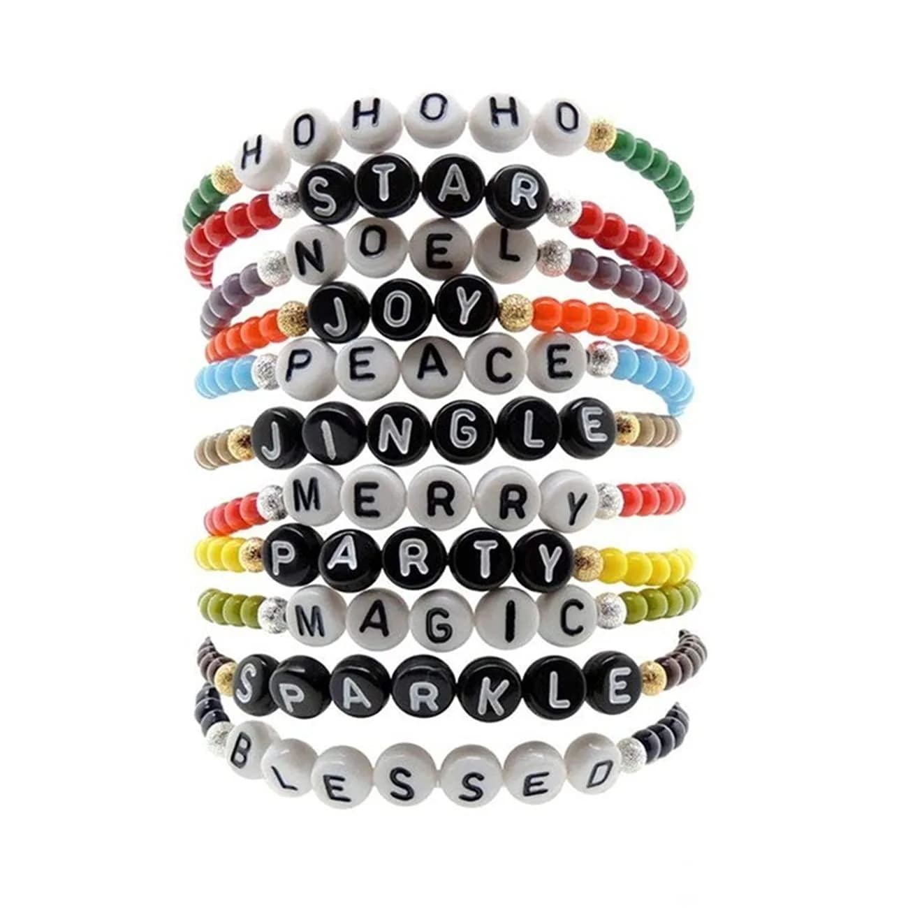 Looconi Black Round Acrylic Alphabet Letter Beads 1400pcs (7mm x 4mm) | DIY Jewelry Making Supplies - view 4