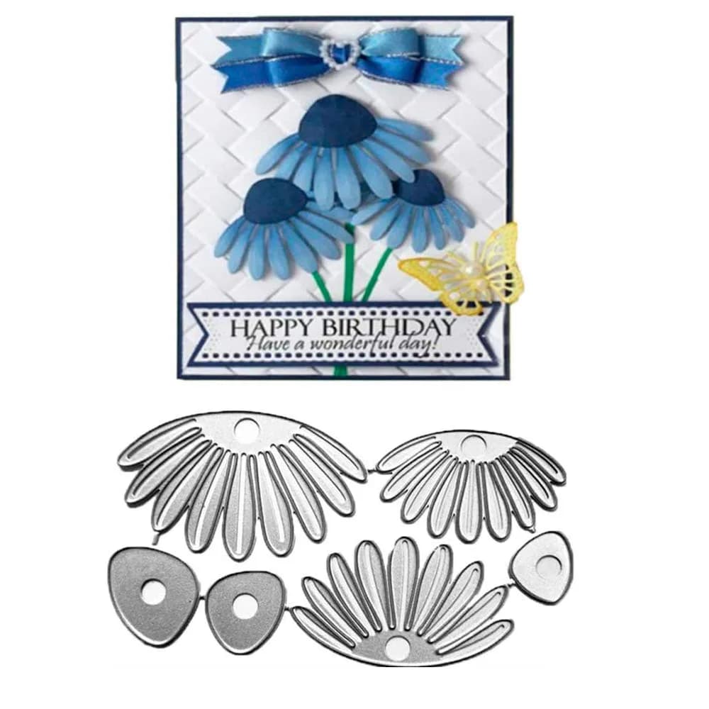 LZBRDY Daisy Flower Metal Cutting Dies | High-Carbon Steel Craft Die for Scrapbooking & Card Making (100*56mm)