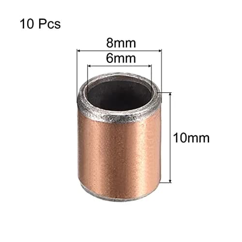 uxcell Sleeve Bearings 6mm Bore x 8mm OD x 10mm Length Oil-Less Bushing (10-Pack) | Industrial Grade Sliding Movement thumbnail 2