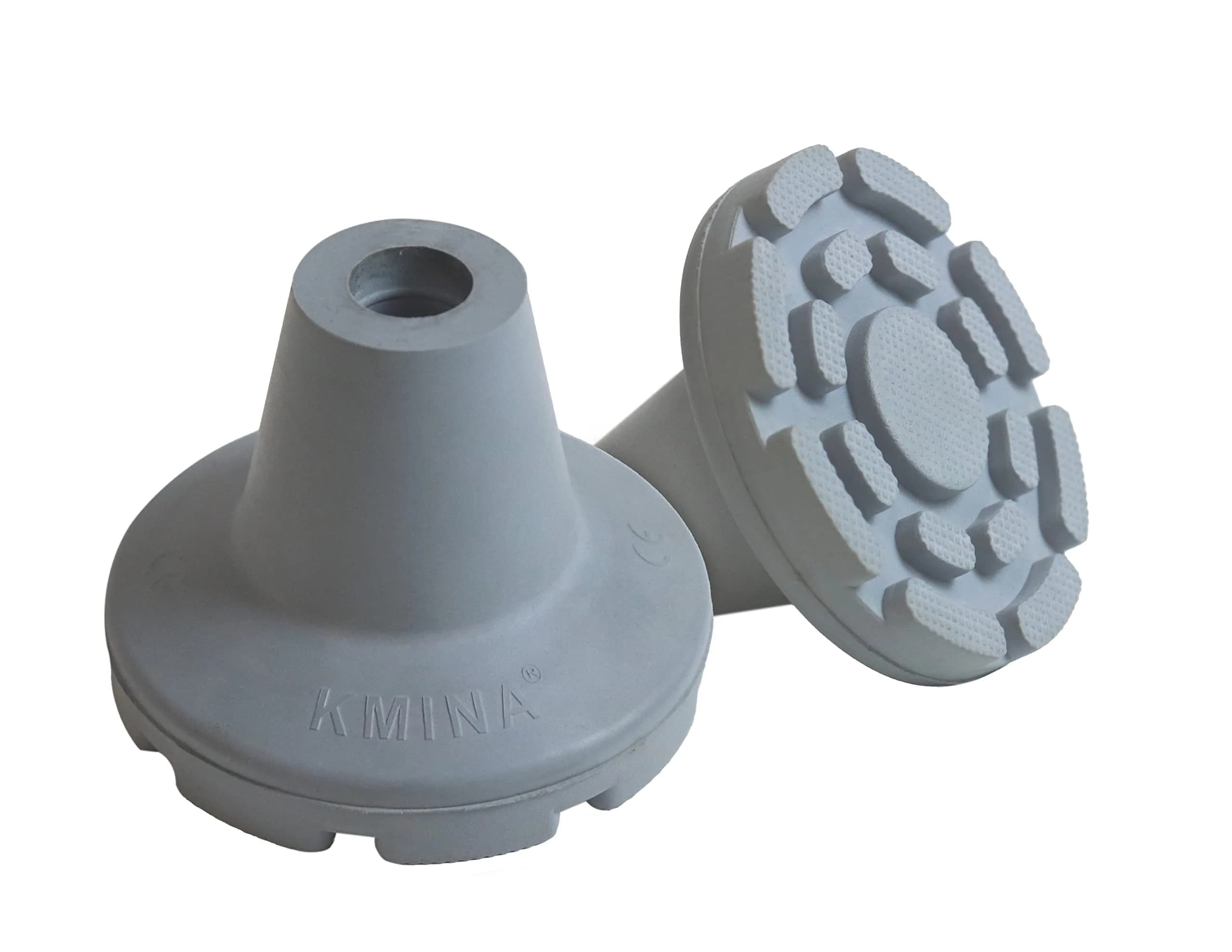 KMINA All Terrain Crutch Tips 7/8 Inch (2.22 cm) - Pack of 2 | Non-Slip Rubber with Steel Ring - main product image