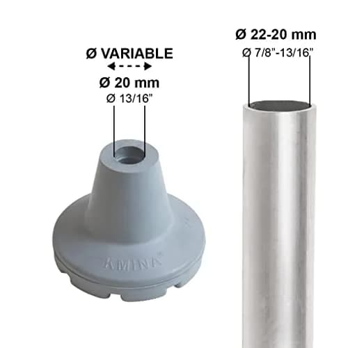 KMINA All Terrain Crutch Tips 7/8 Inch (2.22 cm) - Pack of 2 | Non-Slip Rubber with Steel Ring thumbnail 3