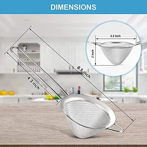 KAFOOR Fine Mesh Strainer - 3.3 Inch Conical Sieve - Tea & Food Strainer, Stainless Steel, Durable & Rust-Resistant thumbnail 8