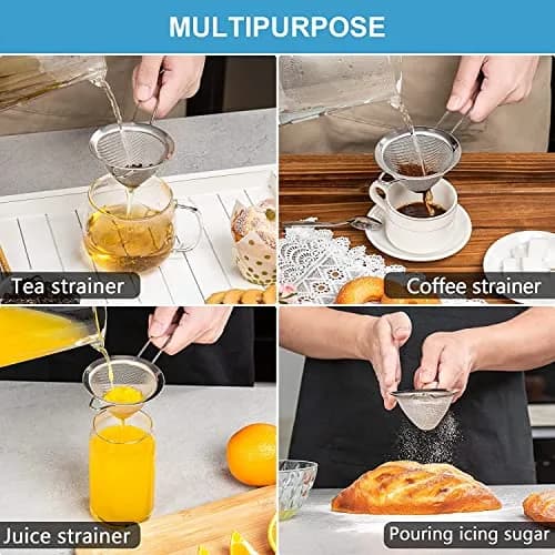 KAFOOR Fine Mesh Strainer - 3.3 Inch Conical Sieve - Tea & Food Strainer, Stainless Steel, Durable & Rust-Resistant thumbnail 3