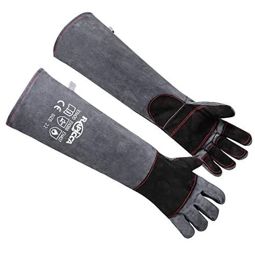 RAPICCA Animal Handling Gloves, Bite Proof Double Leather, 22 in (55.88 cm) | Professional Grade Protection for Vets & Handlers thumbnail 1