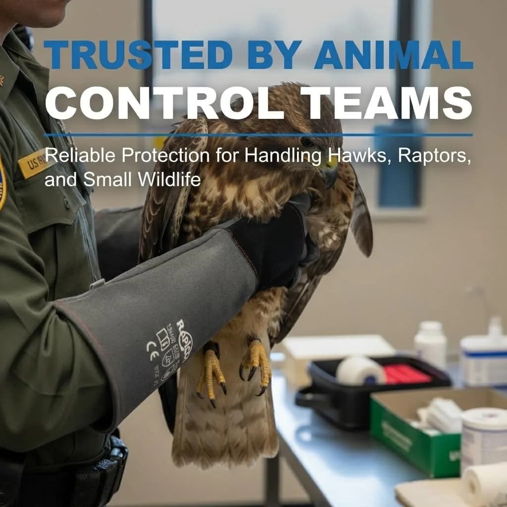 RAPICCA Animal Handling Gloves, Bite Proof Double Leather, 22 in (55.88 cm) | Professional Grade Protection for Vets & Handlers - view 2