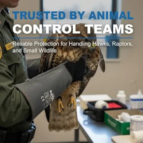 RAPICCA Animal Handling Gloves, Bite Proof Double Leather, 22 in (55.88 cm) | Professional Grade Protection for Vets & Handlers thumbnail 2