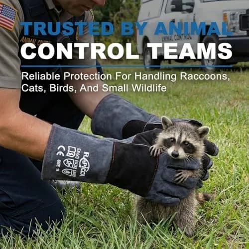 RAPICCA Animal Handling Gloves, Bite Proof Double Leather, 22 in (55.88 cm) | Professional Grade Protection for Vets & Handlers thumbnail 3