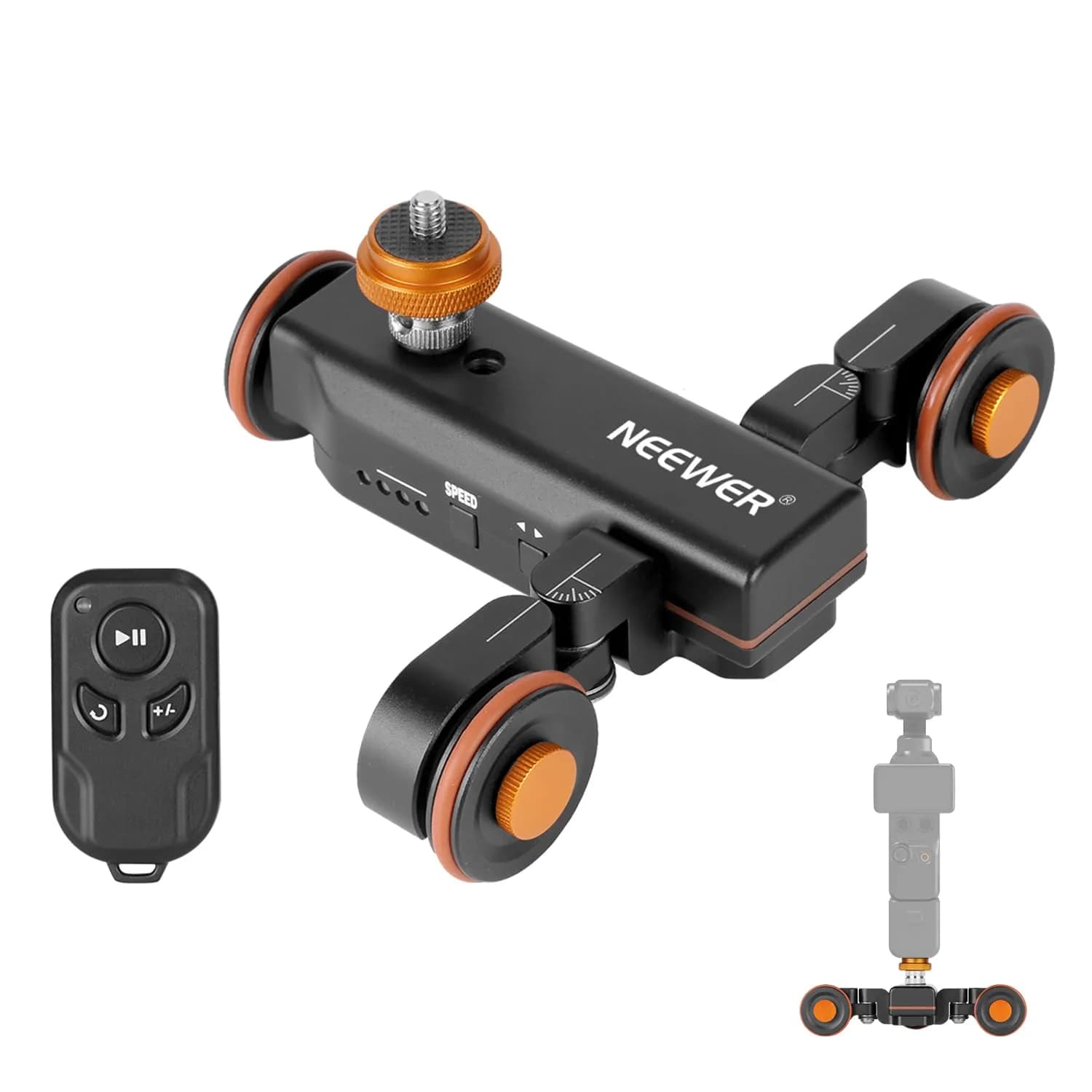 NEEWER 3 Wheels Wireless Video Camera Dolly, 3 Speed Motorized Slider | Remote Control & Adjustable Wheel
