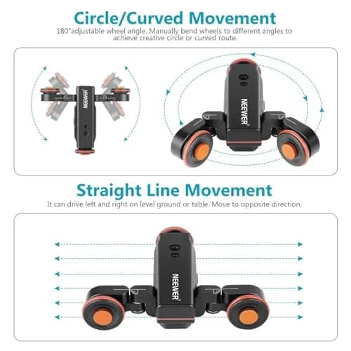 NEEWER 3 Wheels Wireless Video Camera Dolly, 3 Speed Motorized Slider | Remote Control & Adjustable Wheel thumbnail 5