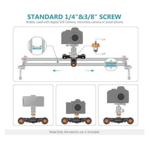 NEEWER 3 Wheels Wireless Video Camera Dolly, 3 Speed Motorized Slider | Remote Control & Adjustable Wheel thumbnail 6