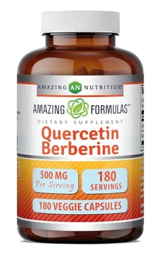 Amazing Nutrition Quercetin Berberine 250mg | Vegetarian Gluten Free Supplement in USA (180 Veggie Capsules) thumbnail 1