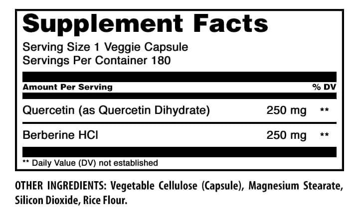 Amazing Nutrition Quercetin Berberine 250mg | Vegetarian Gluten Free Supplement in USA (180 Veggie Capsules) thumbnail 3