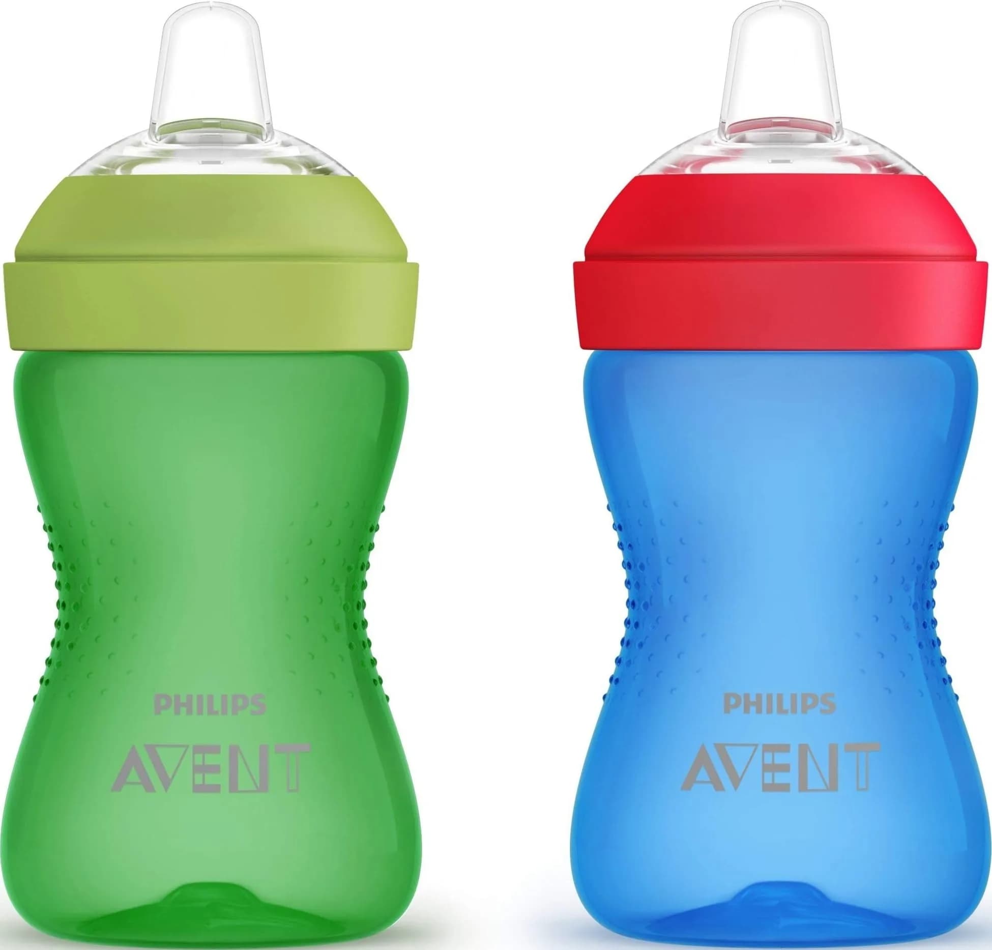 Philips Avent My Grippy Spout Sippy Cup, Soft Spout, 296ml (10 oz), 2-Pack | Leak-Proof & BPA-Free Toddler Cup — Blue/Green