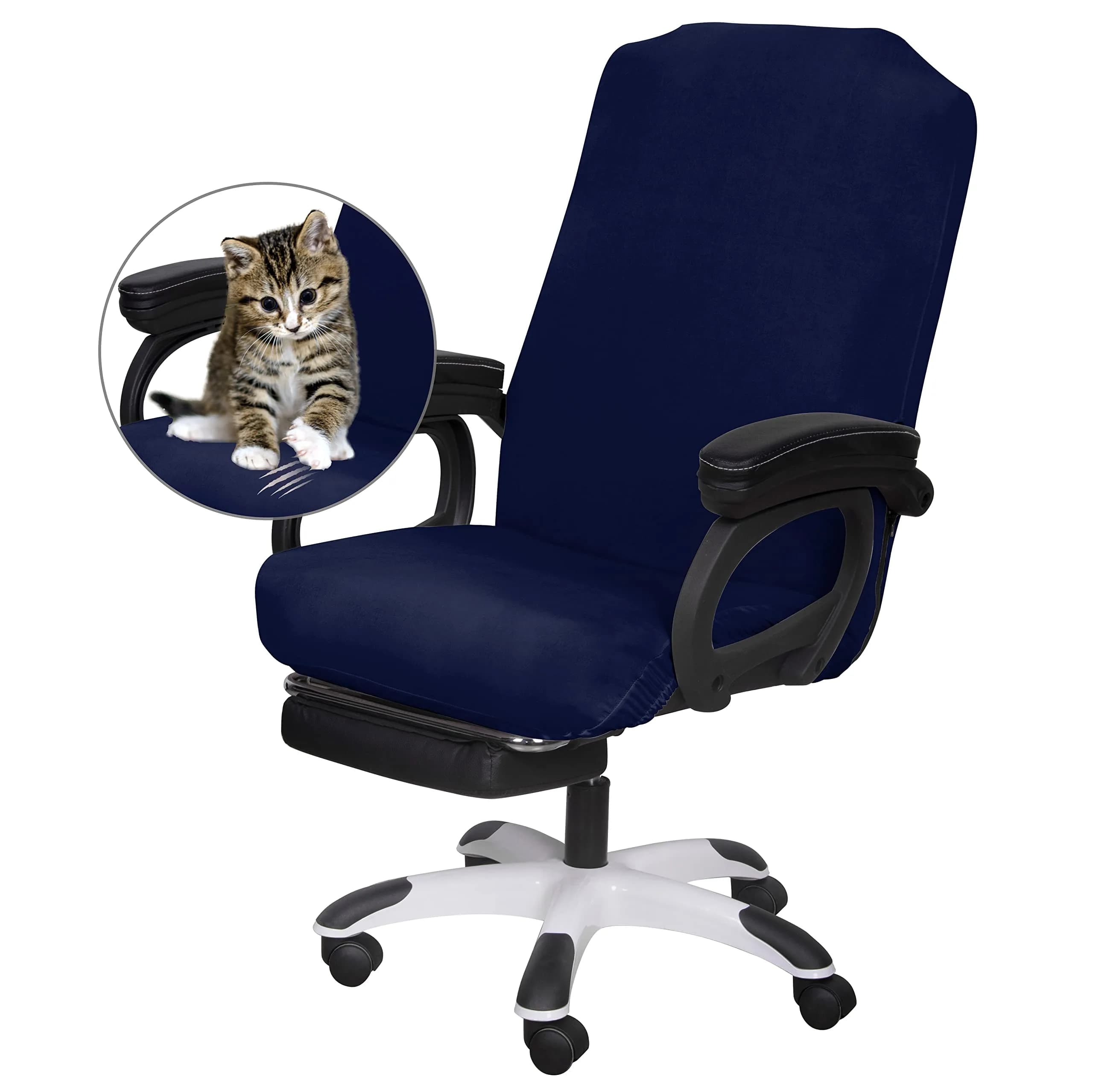 SARAFLORA Burgundy Large Office Chair Cover | Stretch Fit, Removable, Washable Protector (1 Piece) — Navy / Large | 1PCS