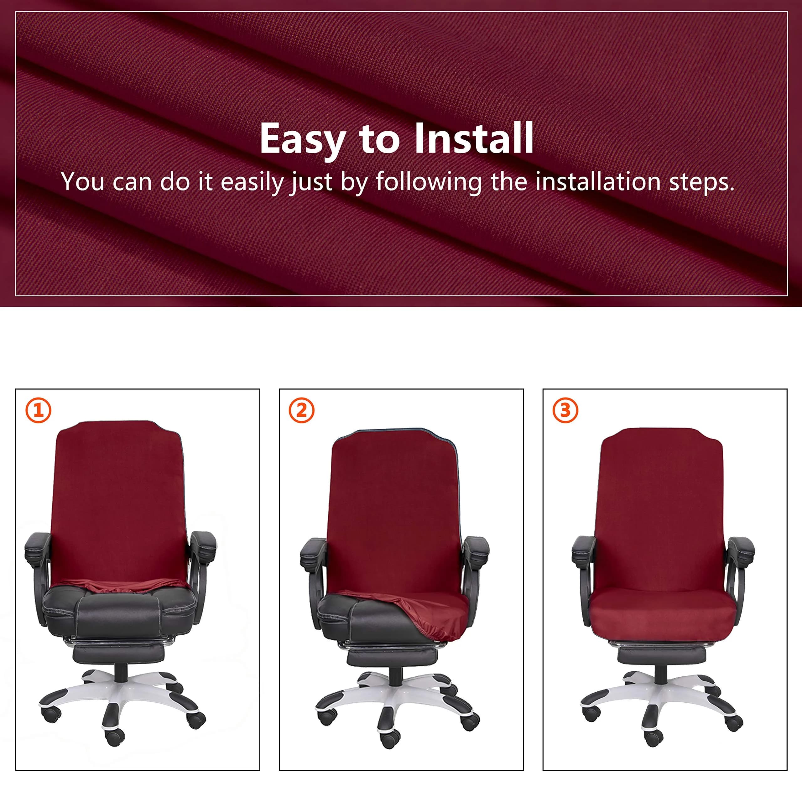 SARAFLORA Burgundy Large Office Chair Cover | Stretch Fit, Removable, Washable Protector (1 Piece) - view 6