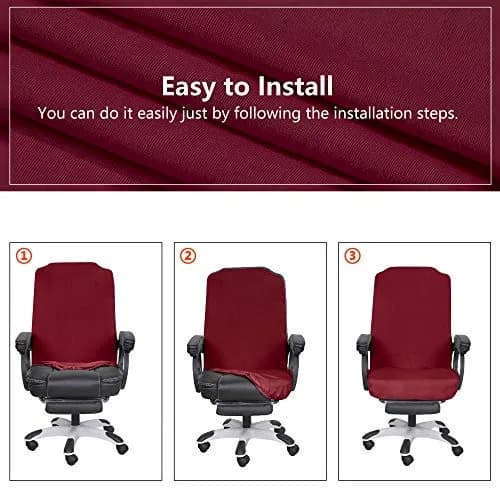 SARAFLORA Burgundy Large Office Chair Cover | Stretch Fit, Removable, Washable Protector (1 Piece) thumbnail 6