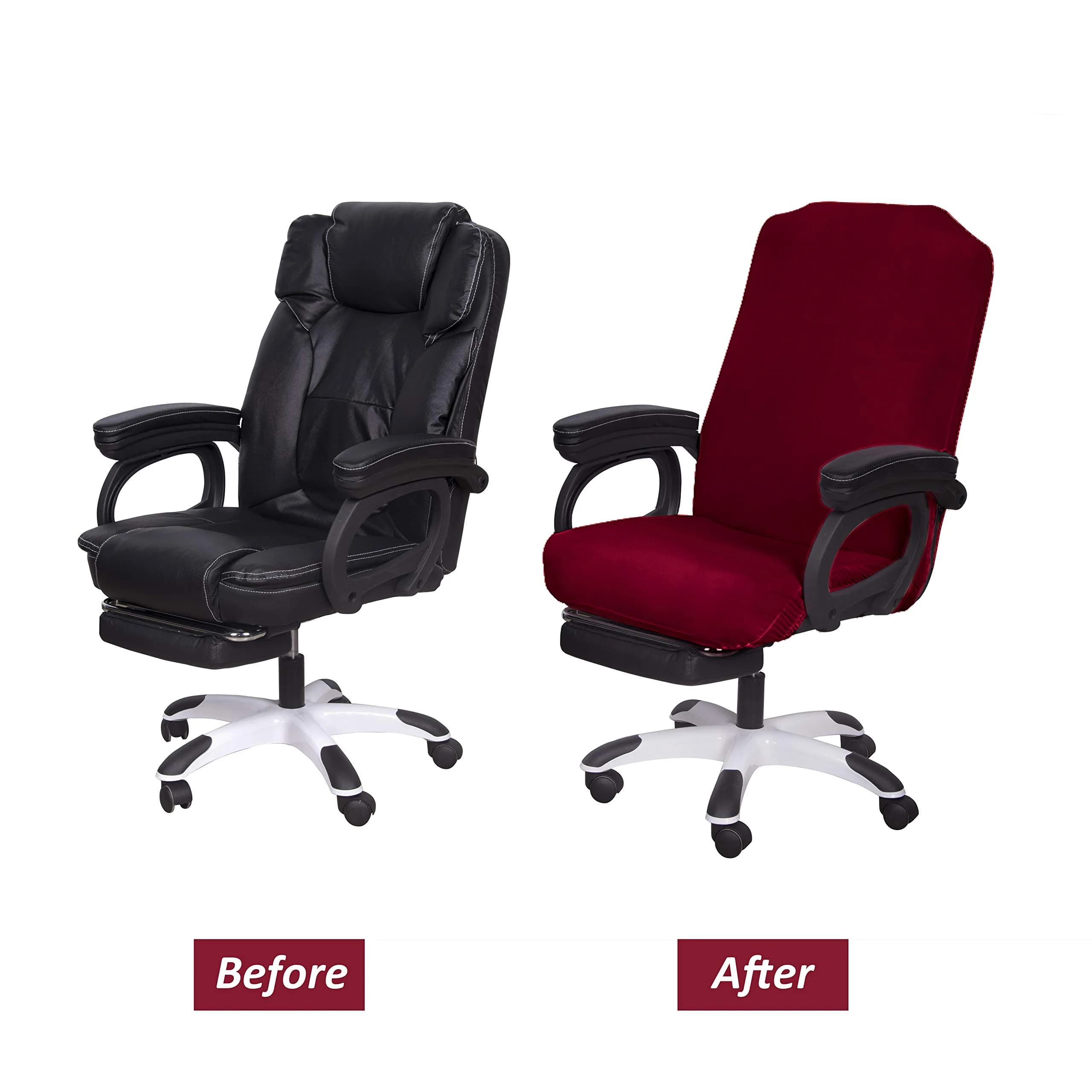 SARAFLORA Burgundy Large Office Chair Cover | Stretch Fit, Removable, Washable Protector (1 Piece) - view 7