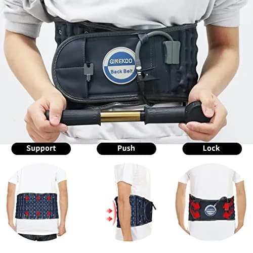 GINEKOO Inflatable Decompression Belt for Lower Back Pain Relief, Blue | Lumbar Support & Spinal Traction thumbnail 3