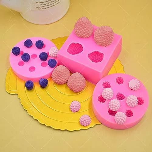 HiParty 3D Mini Silicone Fondant Molds Set | Realistic Berries for Cake & Cupcake Decor (2.3x3.1cm Strawberry) thumbnail 3