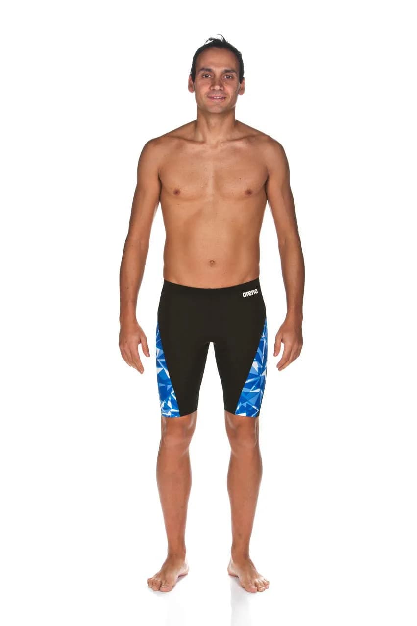 ARENA Men's Previous Season Team Color Print Jammer 22 | MaxLife Chlorine Resistant Fabric — Shattered Glass Royal