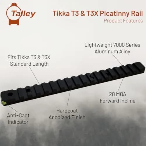 Talley Tikka T3 & T3X Picatinny Rail with Anti-Cant Indicator | 20 MOA, Black thumbnail 4