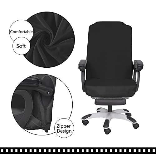 SARAFLORA Black Office Chair Cover Large | Stretchable & Washable Protector for Computer Chairs thumbnail 4