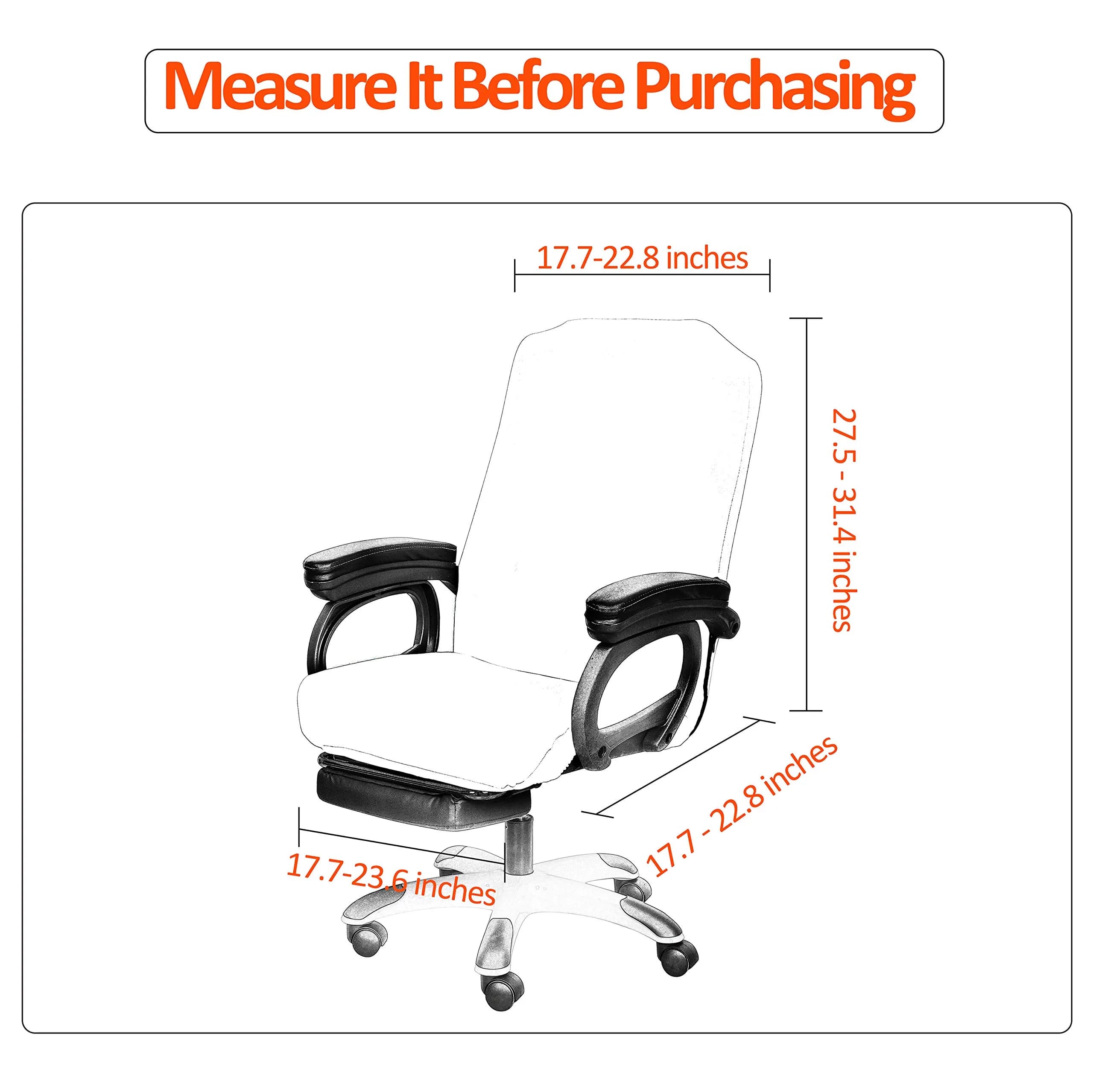 SARAFLORA Black Office Chair Cover Large | Stretchable & Washable Protector for Computer Chairs - view 5