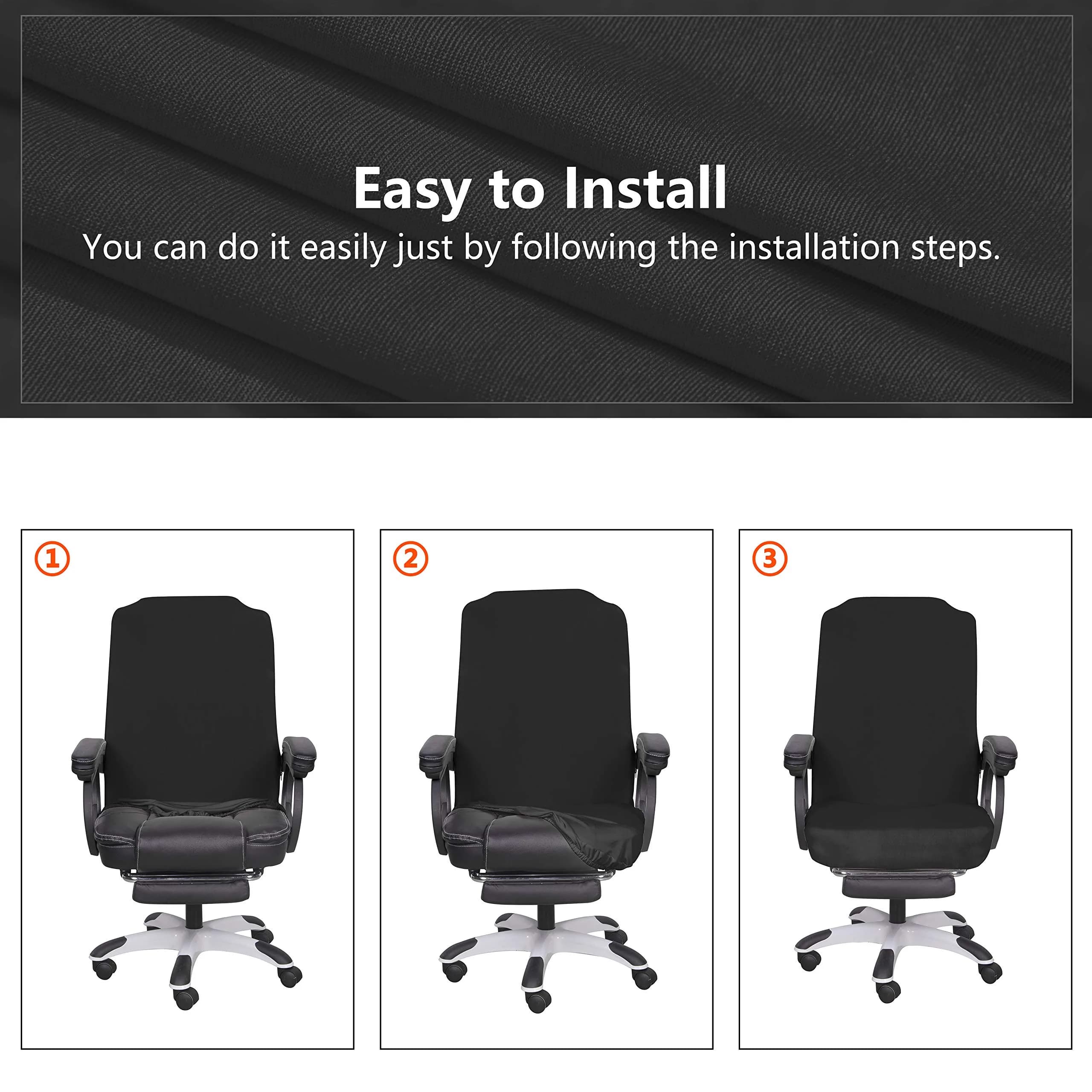 SARAFLORA Black Office Chair Cover Large | Stretchable & Washable Protector for Computer Chairs - view 6