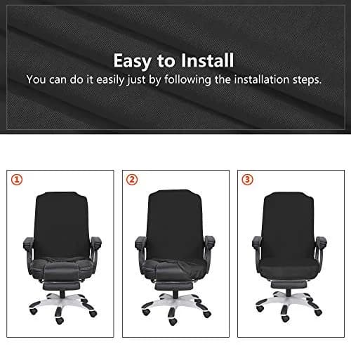 SARAFLORA Black Office Chair Cover Large | Stretchable & Washable Protector for Computer Chairs thumbnail 6