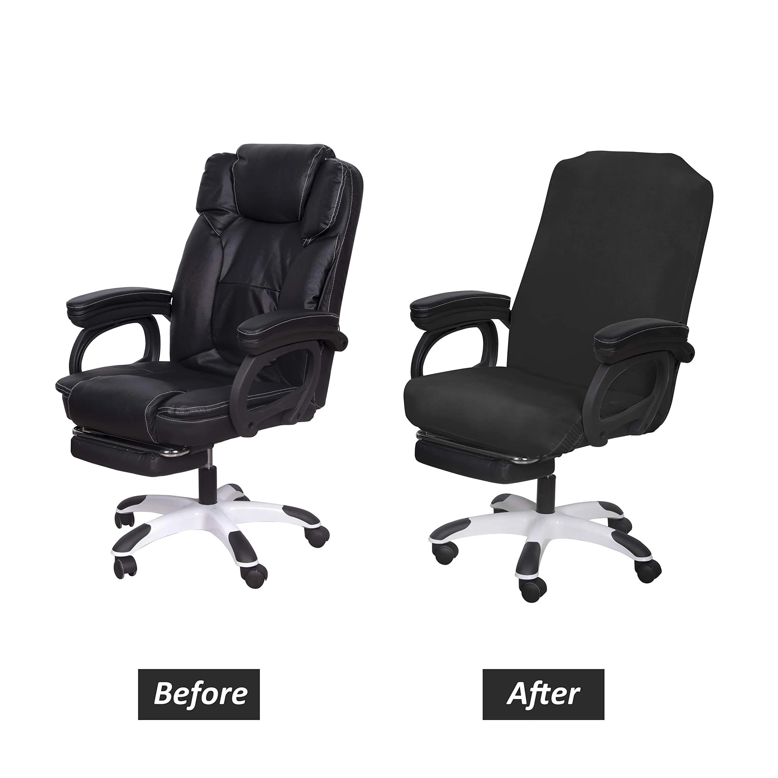 SARAFLORA Black Office Chair Cover Large | Stretchable & Washable Protector for Computer Chairs - view 7