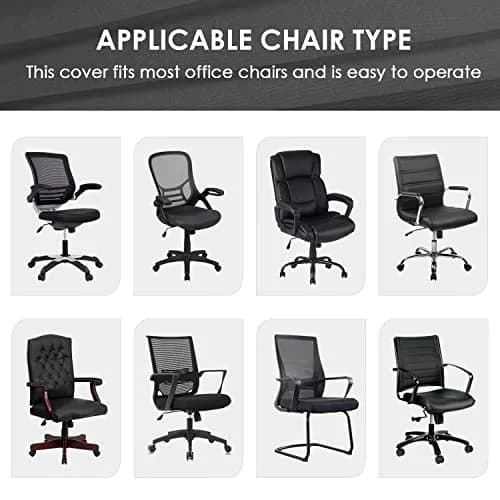 SARAFLORA Black Office Chair Cover Large | Stretchable & Washable Protector for Computer Chairs thumbnail 8
