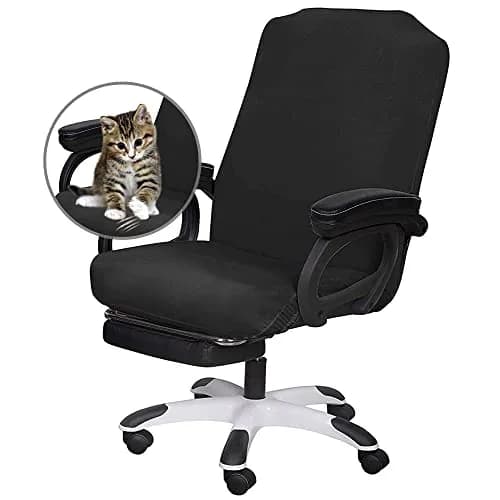 SARAFLORA Black Office Chair Cover Large | Stretchable & Washable Protector for Computer Chairs thumbnail 2