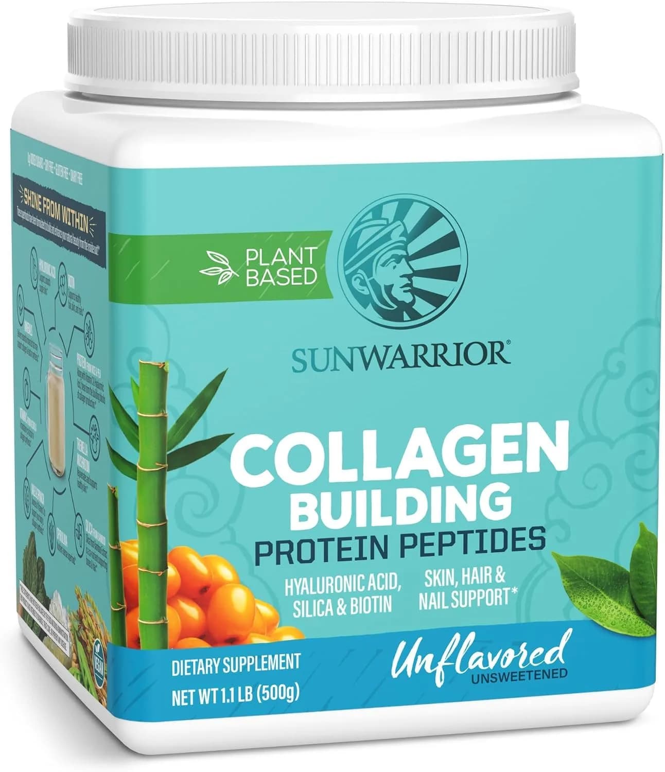 Sunwarrior Vegan Collagen Building Peptides, Unflavored | Plant-Based Collagen Support for Skin & Muscle (20 Servings) - main product image
