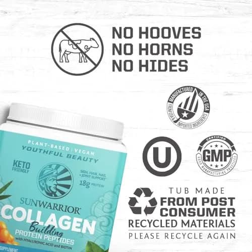 Sunwarrior Vegan Collagen Building Peptides, Unflavored | Plant-Based Collagen Support for Skin & Muscle (20 Servings) thumbnail 3