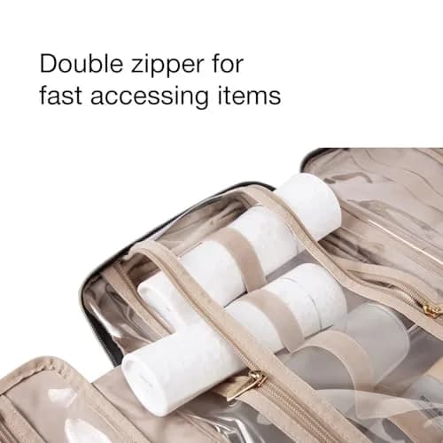 BAGSMART Toiletry Bag Travel Organizer with Hanging Hook, Water-resistant, Baby Pink, Medium thumbnail 5