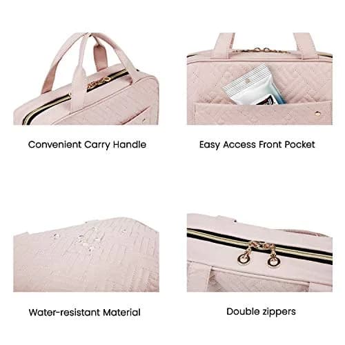 BAGSMART Toiletry Bag Travel Organizer with Hanging Hook, Water-resistant, Baby Pink, Medium thumbnail 6
