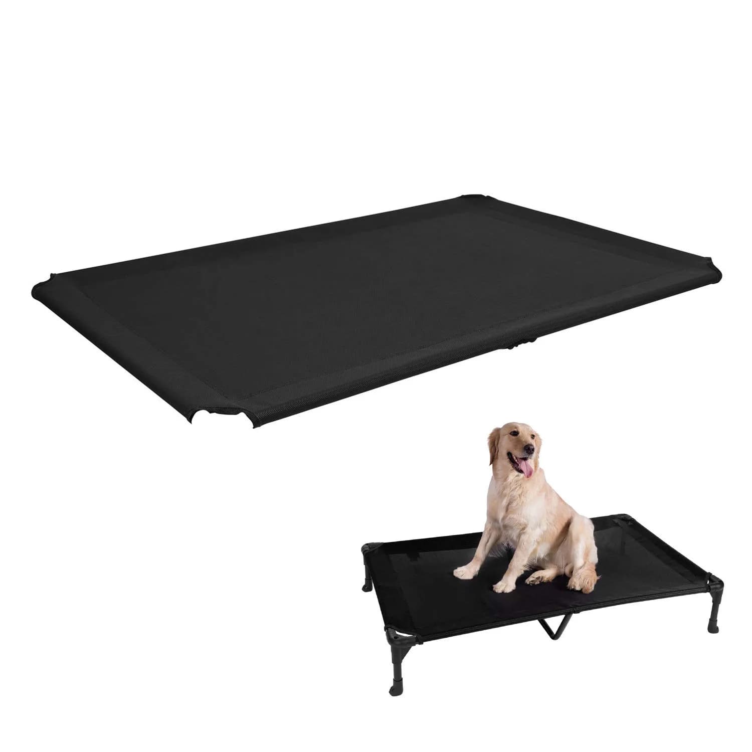 Veehoo Replacement Cooling Pet Bed Cover Beige 81cm (32") x 64cm (25") | Breathable Mesh Fabric for Medium Dogs — Black