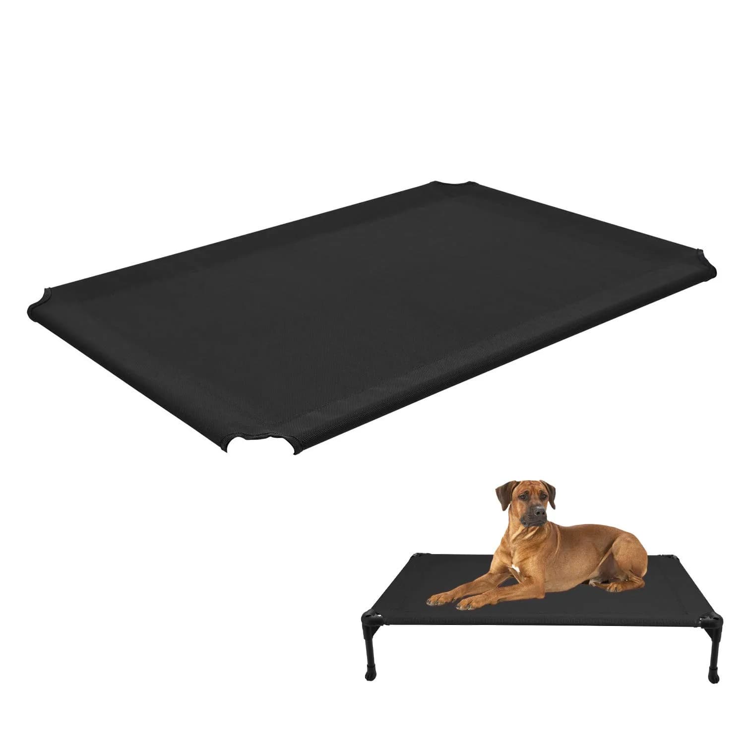 Veehoo Replacement Cooling Pet Bed Cover Beige 81cm (32") x 64cm (25") | Breathable Mesh Fabric for Medium Dogs — Black / 42.0"L x 30.0"W