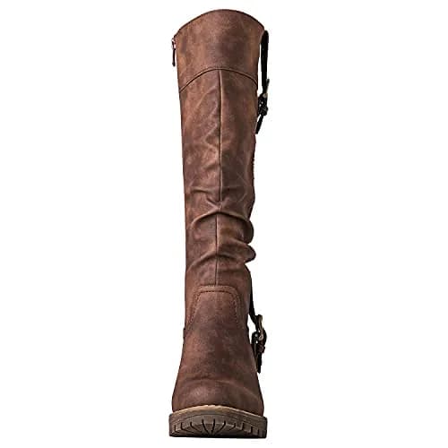GLOBALWIN Women's Brown Knee High Riding Boots 6.5M | Chunky Low Heel, Fashion-Forward Comfort thumbnail 4