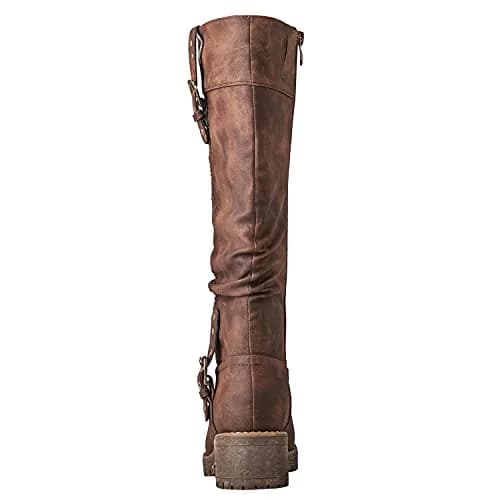 GLOBALWIN Women's Brown Knee High Riding Boots 6.5M | Chunky Low Heel, Fashion-Forward Comfort thumbnail 5