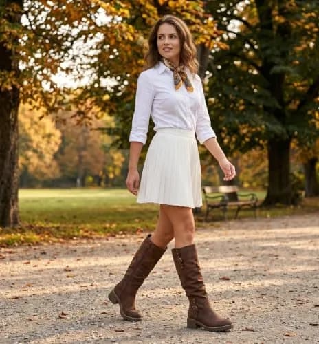 GLOBALWIN Women's Brown Knee High Riding Boots 6.5M | Chunky Low Heel, Fashion-Forward Comfort thumbnail 2