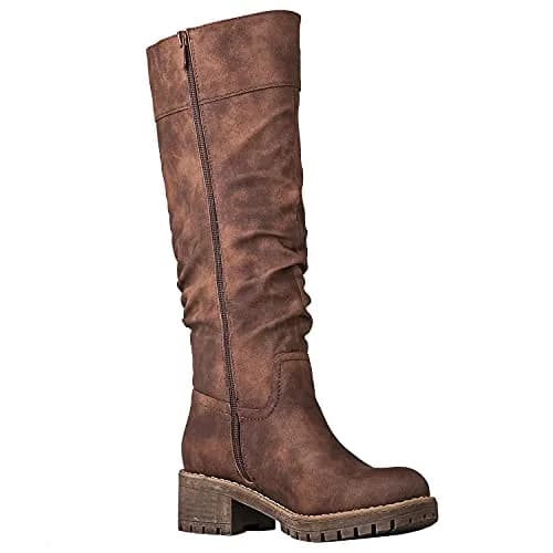 GLOBALWIN Women's Brown Knee High Riding Boots 6.5M | Chunky Low Heel, Fashion-Forward Comfort thumbnail 3
