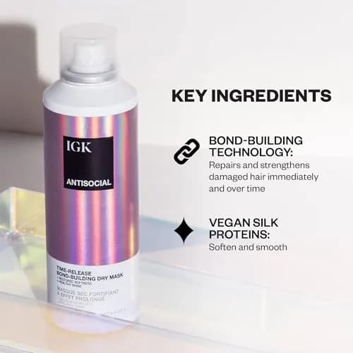 IGK Antisocial Dry Hair Mask 148ml (5 Oz) | Overnight Bond Repair for Damaged Hair thumbnail 3