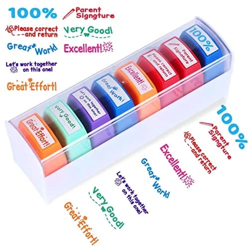 Swity Home Self-Inking Teacher Stamp Set 8 Pcs | Mess-Free Classroom Motivation thumbnail 1