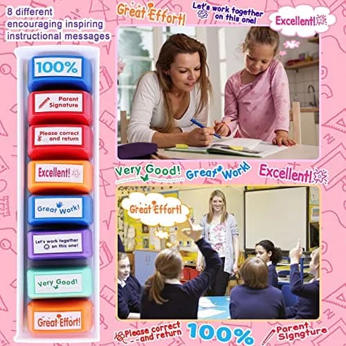 Swity Home Self-Inking Teacher Stamp Set 8 Pcs | Mess-Free Classroom Motivation thumbnail 2