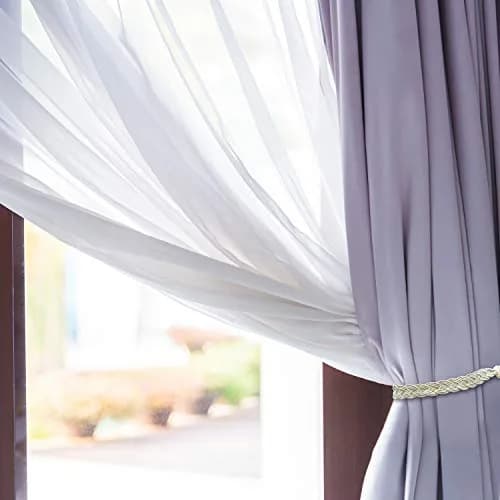 Blulu 6 Pcs Braided Curtain Tiebacks with Metal Hooks | Beige & Silver, 58cm (23in) | Elegant Home Decor Accessory thumbnail 4