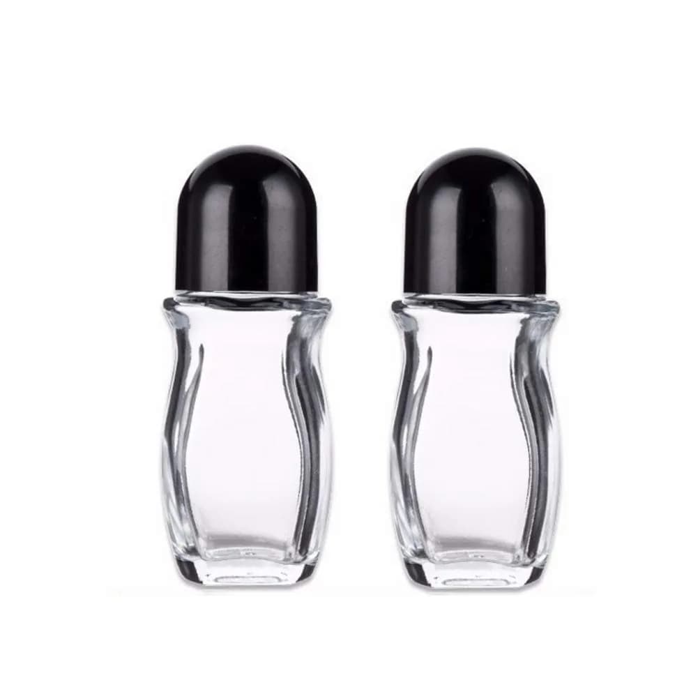 Wresty 50ml (1.69Oz) Glass Roller Bottles with Black Screw Lids | Leakproof Design for Essential Oils & Perfumes