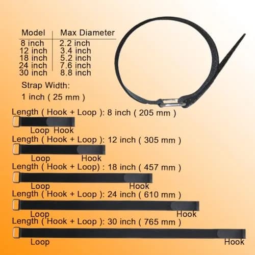 VIGAER 8"12"18"24"30" Hook and Loop Cable Straps | Reusable Nylon Securing Straps with Buckle thumbnail 2